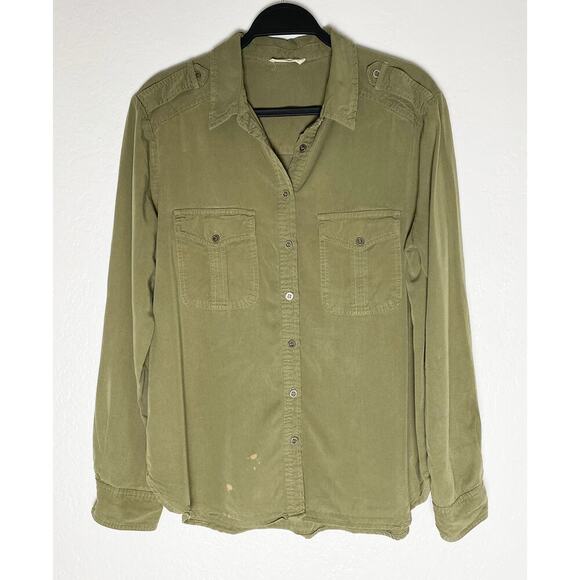 Hummingbird Women's Long Sleeve Button Down Shirt Floral Embroidered Distressed - Picture 2 of 8